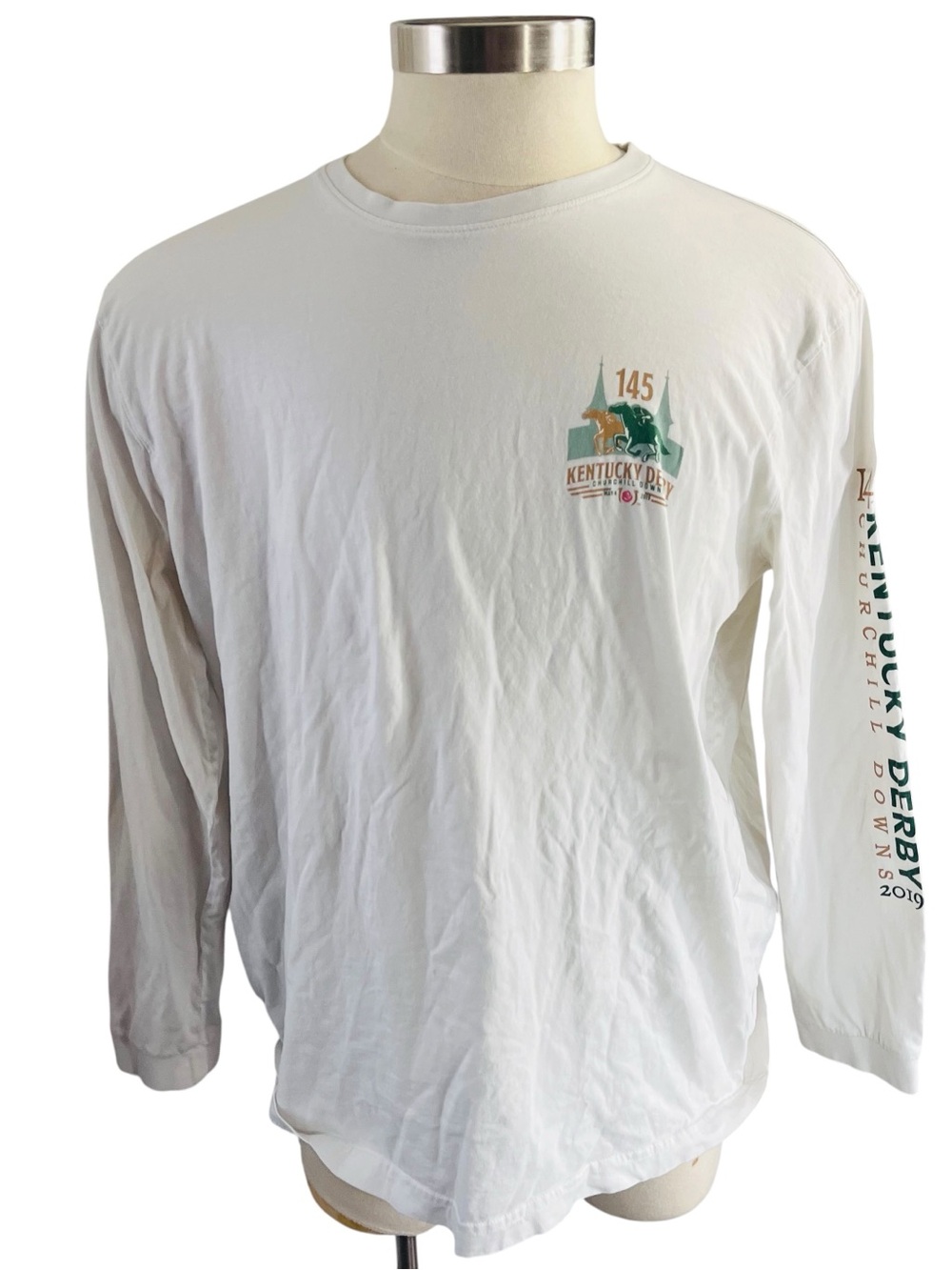 Ahead 2019 Kentucky Derby 145 Long Sleeve Shirt Past Champions List White Sz XL